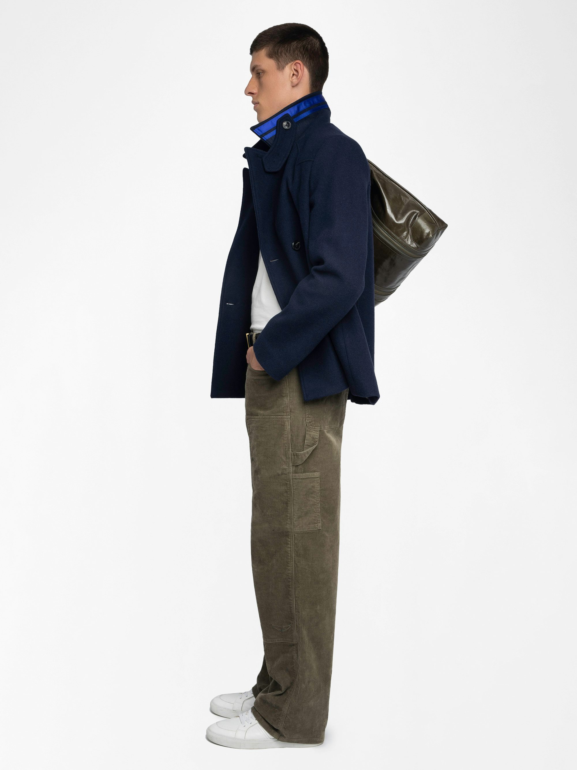 Pery Trousers - Worker-style trousers with rivet and wing patch details.